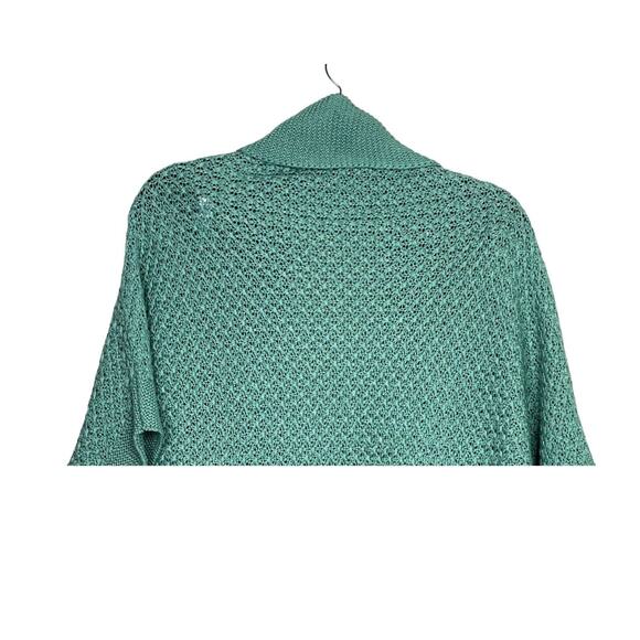 ZARA Slouchy Short Sleeves Knit Cotton Short Cardigan Sweater Open Front M Teal - Picture 6 of 14